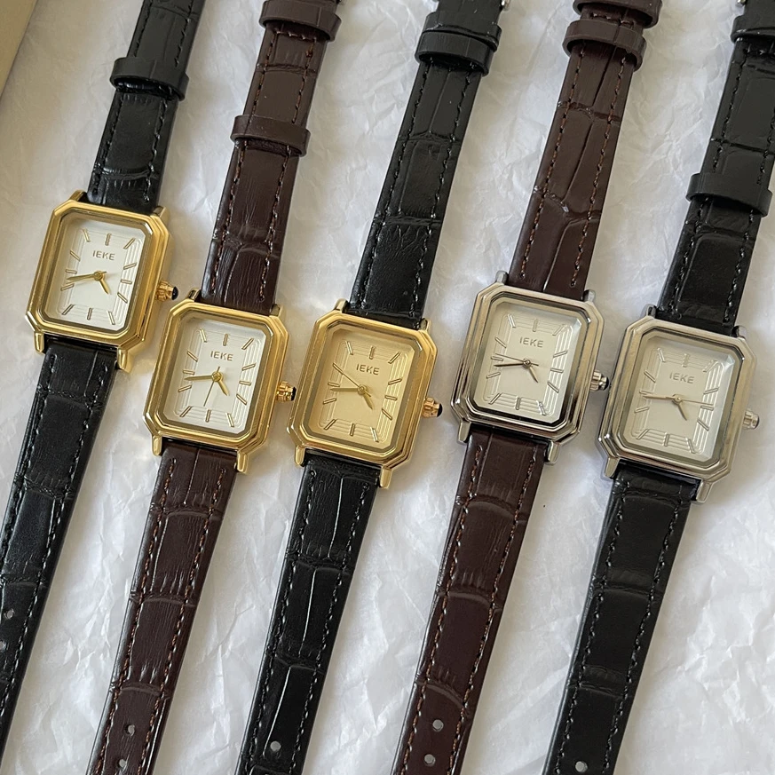 

Vintage Small Square Dial Watch for Women Classic Scale Light Luxury Chic Student Quartz Wristwatches Leather Belt Ladies Clock