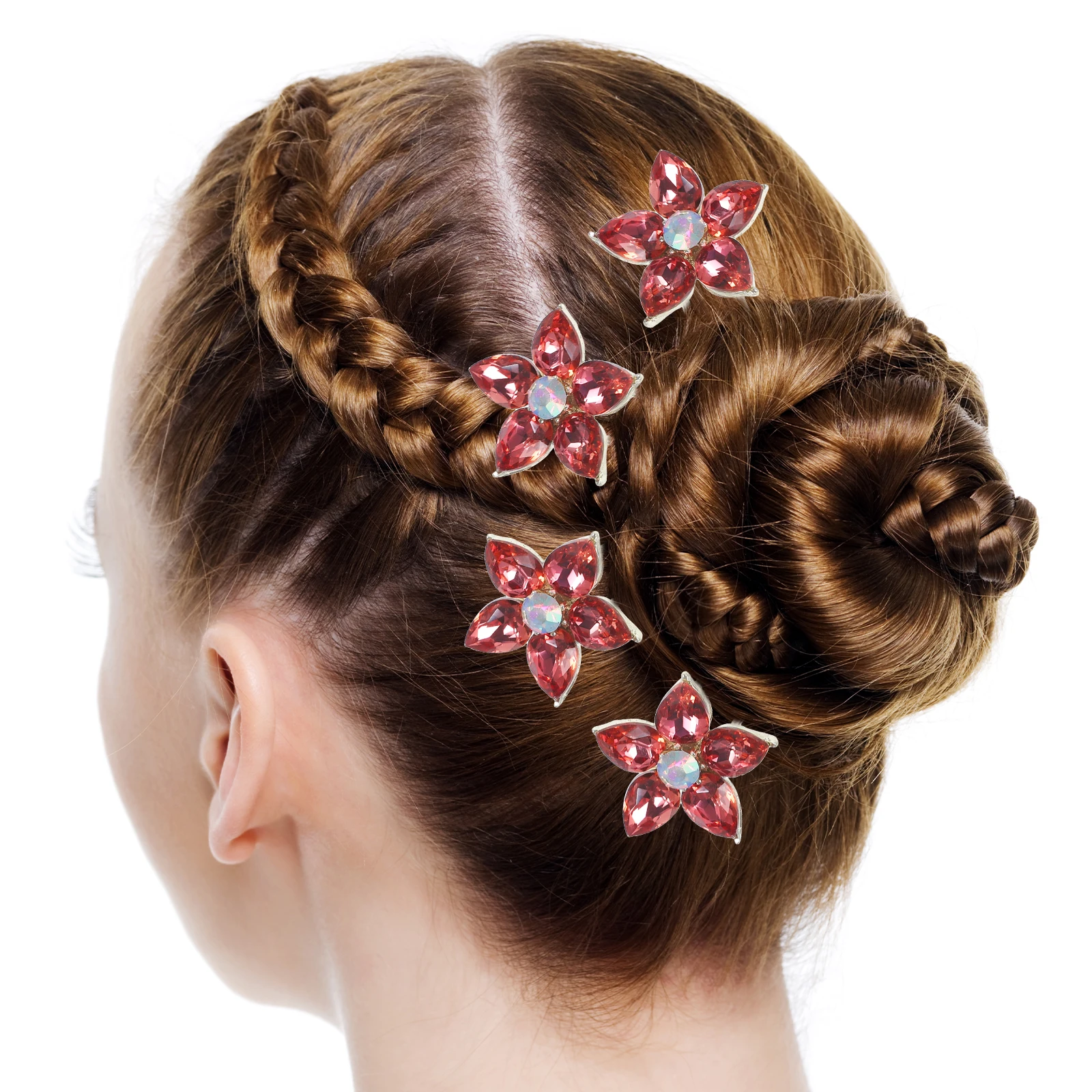 

4 Pcs Rhinestone Hair Forks U Shape Pins Wedding Pearl Clips Bridal Accessories Women Hair Sticks Decorative Pins