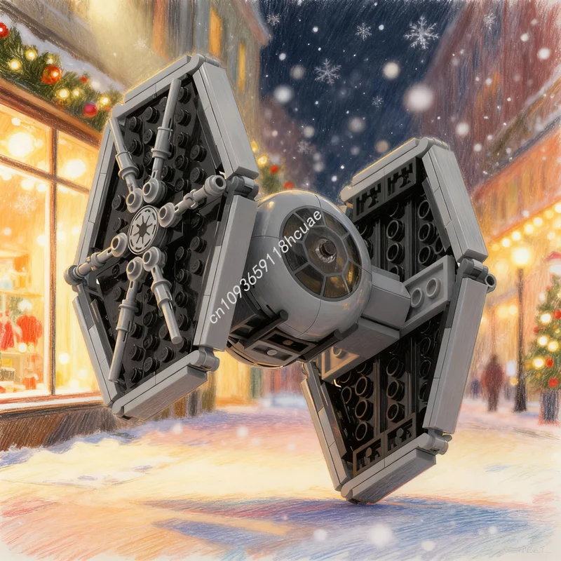 

340 деталей MOC Имперский истребитель TIE, модель для сборки, конструктор, развивающая игрушка, идея для креативного подарка на Рождество