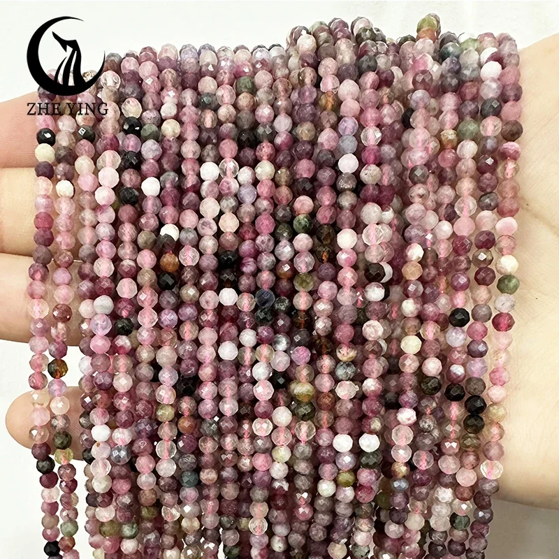 AAA Colorful Tourmaline Stone Beads Loose Spacer Faceted 3mm Beads for Jewelry Making DIY Bracelet Accessories 15\'\'