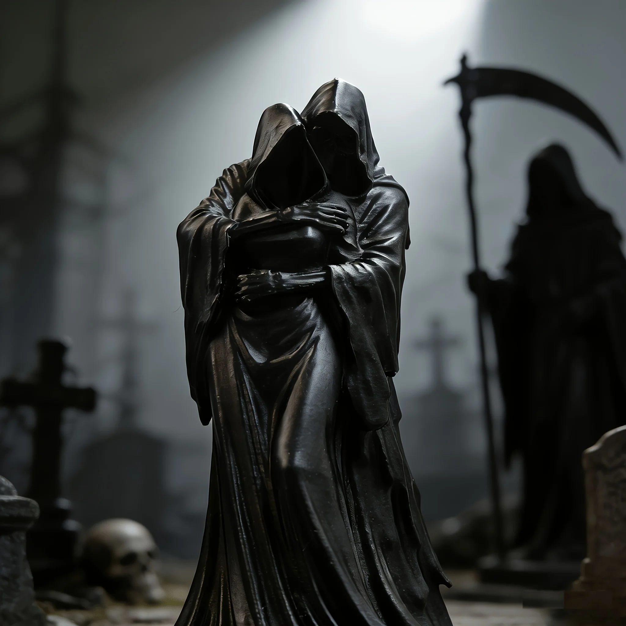 Embracing Posture Gothic Decoration Dark Style Retro Skeleton Model Decoration 3D Printed Ghost Ornaments Bedroom Decor