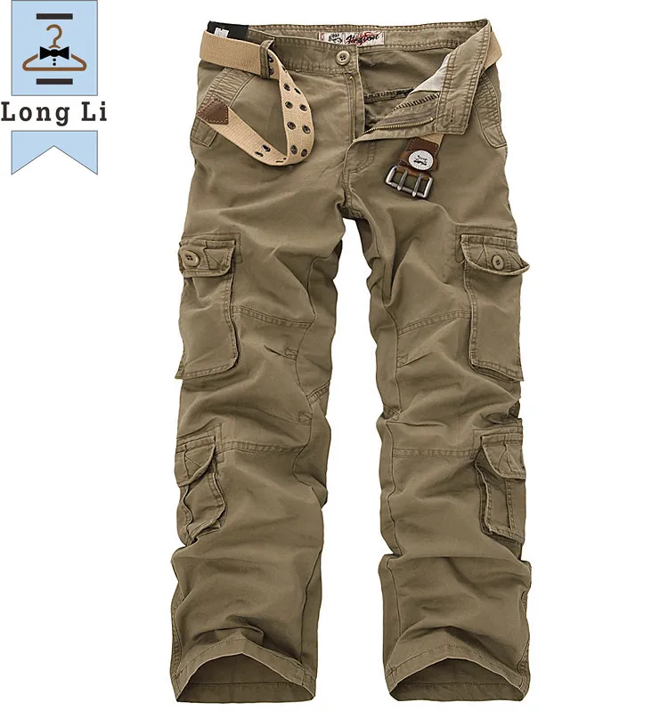 2023 Pantaloni cargo militari da uomo Multi-tasche Pantaloni larghi da uomo in cotone Tuta casual Pantaloni tattici militari senza cinture Plus Size 46