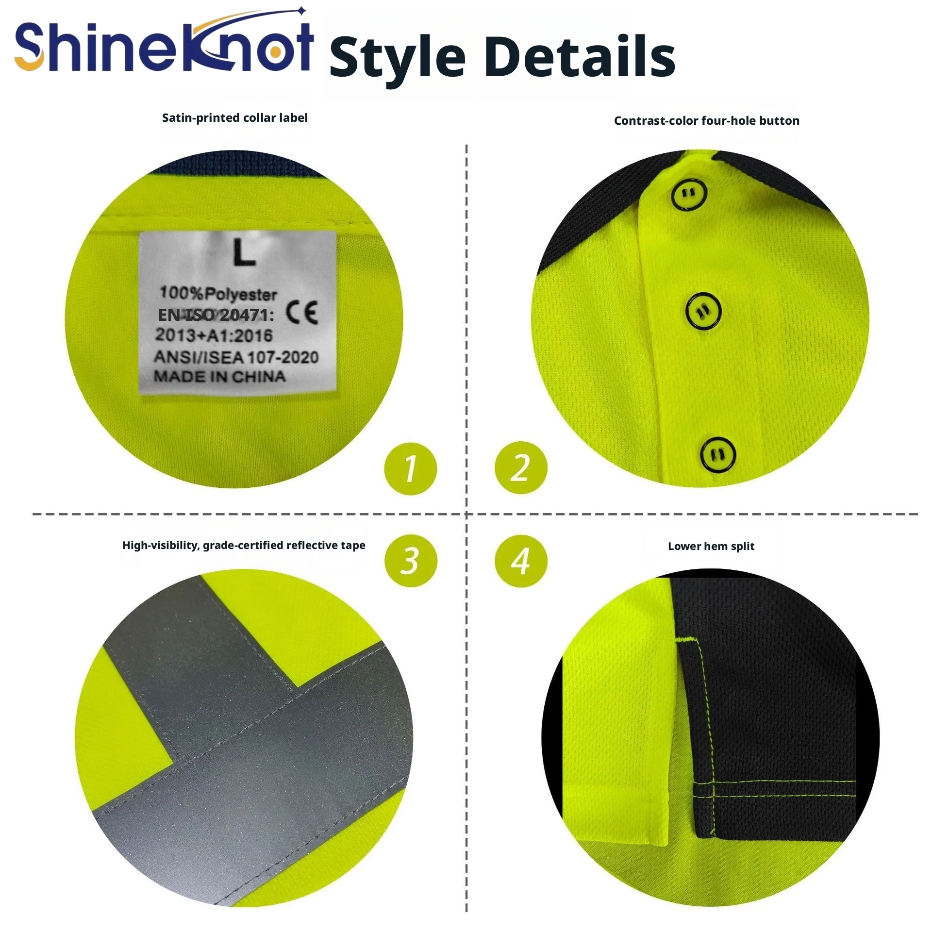 SHINEKNOT Reflective Polo Shirt With Short Sleeves Easy To Dry Breathable And Smooth In Summer High Gloss Reflective