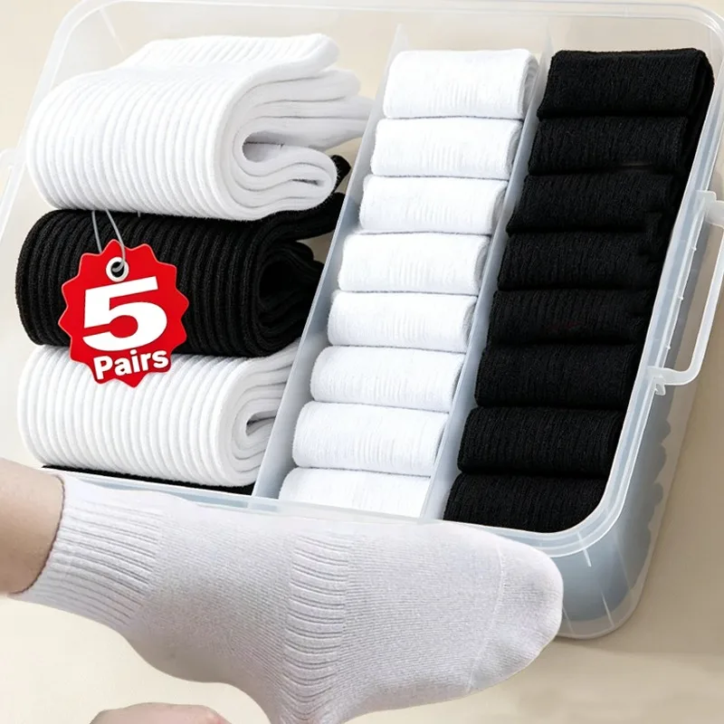 1/5pairs Unisex Sports Socks Spring Summer Breathable Soft Comfortable Athletic Casual Wear Cotton Crew Socks Men Women Light