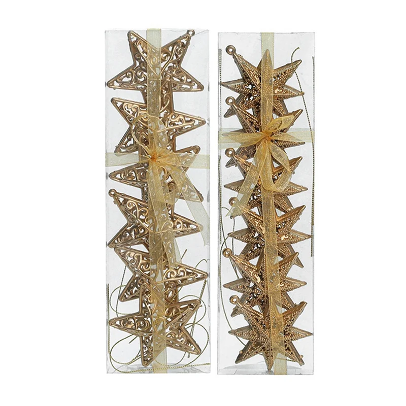 Enfeites de natal ouro fontes de festa enfeites de estrela de natal flash pendurado estrelas retro árvores de natal decoração