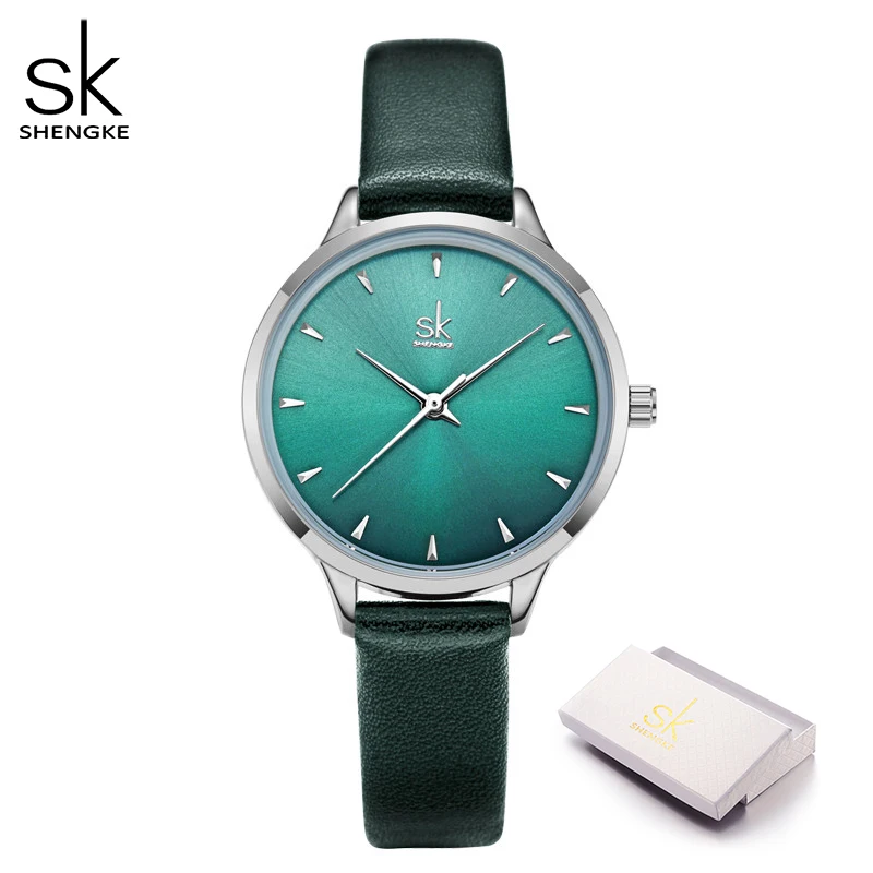 Shengke Women Watches SK Colorful Lady Fashion Quartz Watch Simple PU Watchband Waterproof Colorful WristWatch Relogio Feminino