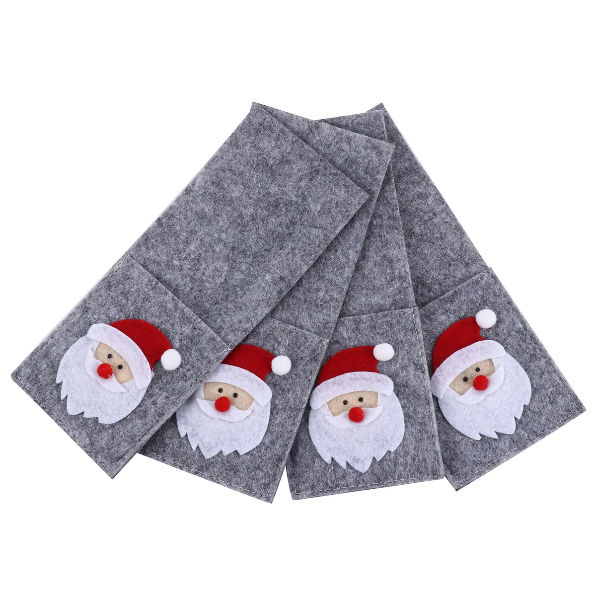 

4 Pcs Christmas Silverware Holders Pockets Cutlery Set Rack Cover Child Xmas Suit