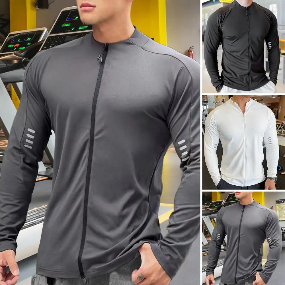 

Man Sweatshirt Lightweight Quick Dry Men's Fitness Sports Coat Sweat Absorption Running Bodybuilding Sweatshirt with Zipper Up 3