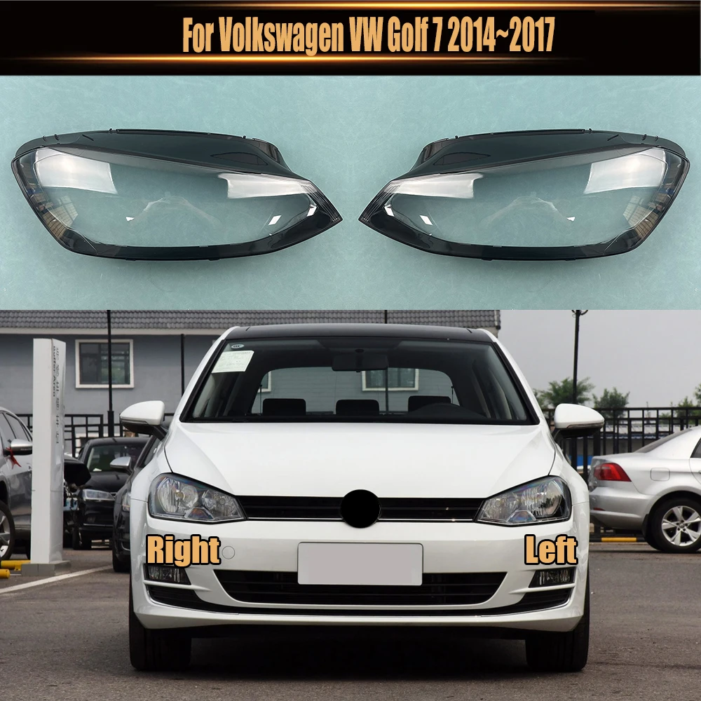 For Volkswagen VW Golf 7 2014~2017 Front Headlamps Cover Transparent Lampshade Shell Lens Plexiglass Replace Original Lampshade