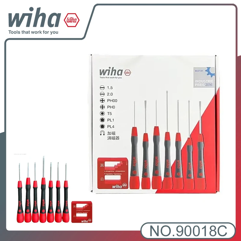 

WIHA 90018C 8 Pcs Screwdriver Set with Demagnetizer for Phillips Slotted Torx Precision Tools