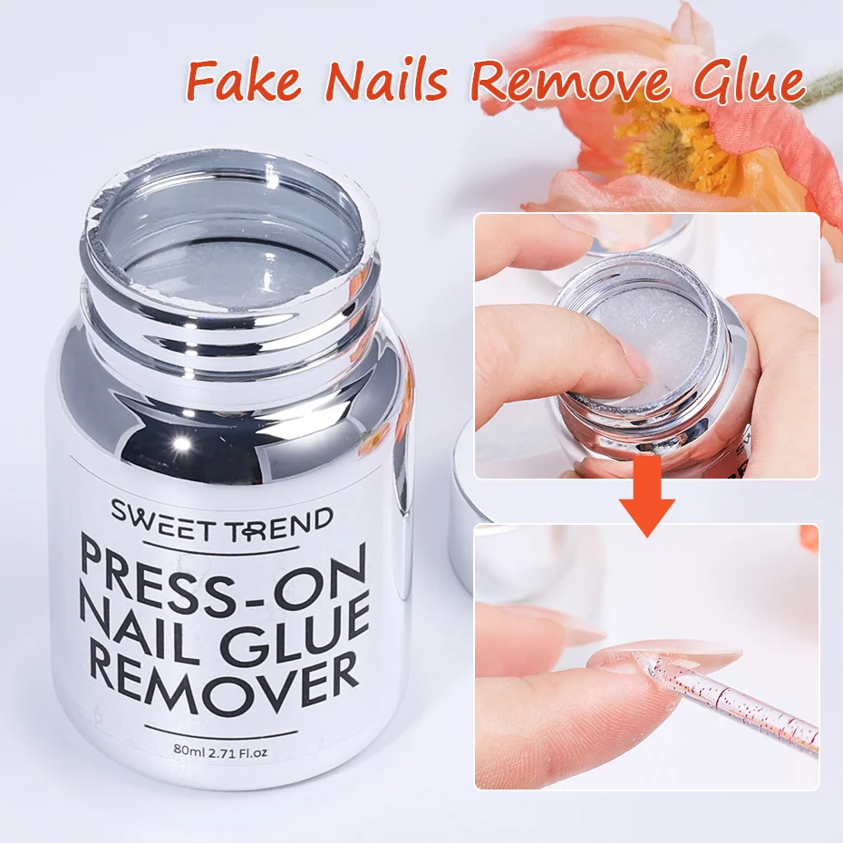 80 ml Press-on-Nagelschwamm-Entferner-Lösung, schnell, sanft, keine Schäden, wiederverwendbare Nagel-Gel-Nagellack-Entferner-Werkzeuge für falsche Nagelspitzen