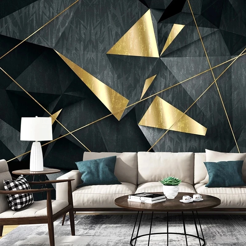 Customized Mural Modern Geometry Golden Line Bedroom Creative Wallpaper Living room sofa TV background wall bedroom restaurant