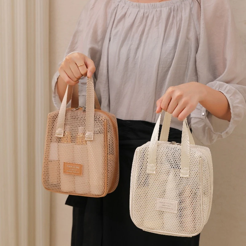 **Mesh Makeup Toiletry Storage Bag Handbags Portable Travel Washing Body Shower Tools Organizer Hanging Cosmetic Organizer Pouch