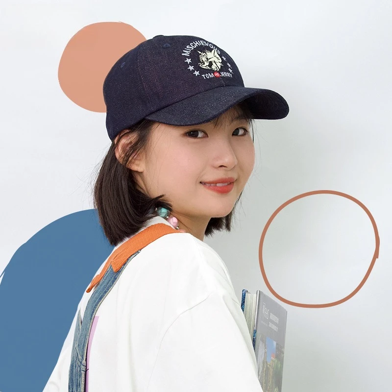 Cartoon Tom New and Jerry Summer American Cowboy Baseball Cap Peaked Cap with Round Crown Embroidered Gifts view 6