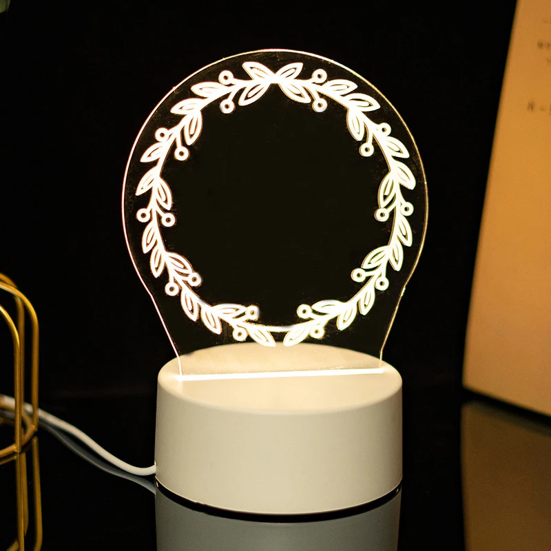Transparent Luminous LED Night Lights USB Luminous Acrylic Night Light Erasable Write Message Board Calendar Desktop Ornaments