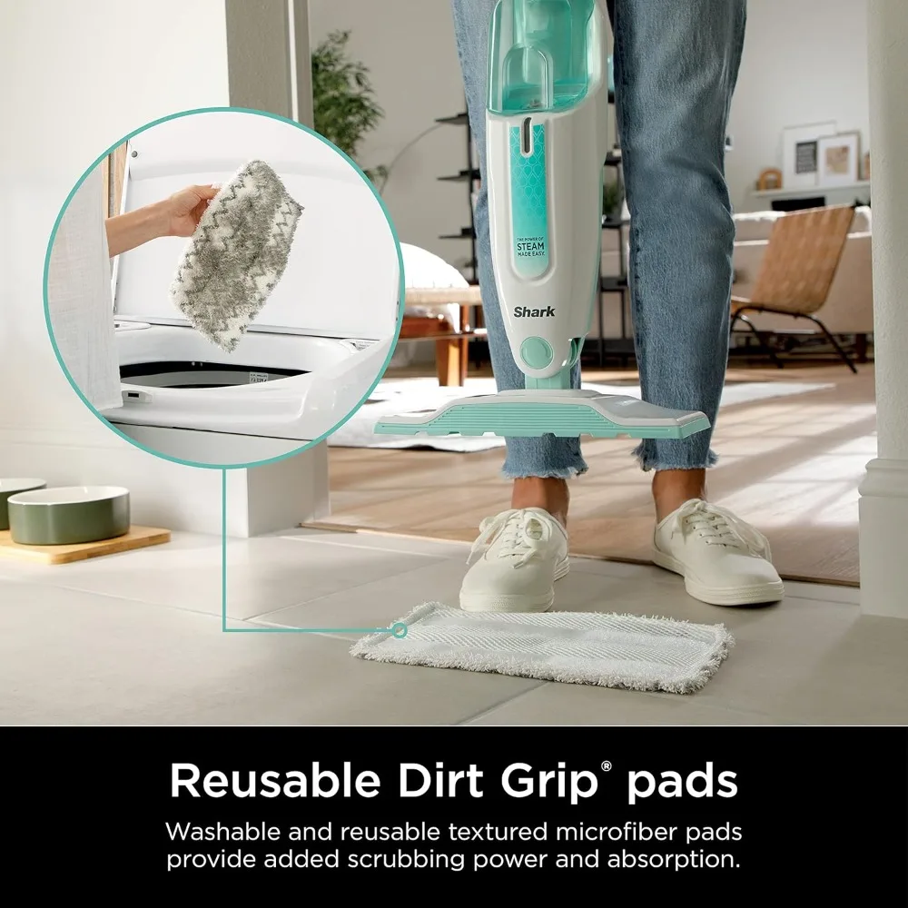 Steam Mop with 2 Dirt Grip Pads, Lightweight, for all Sealed Hard Floors like Tile, Hardwood, Stone, Laminate, Vinyl & More