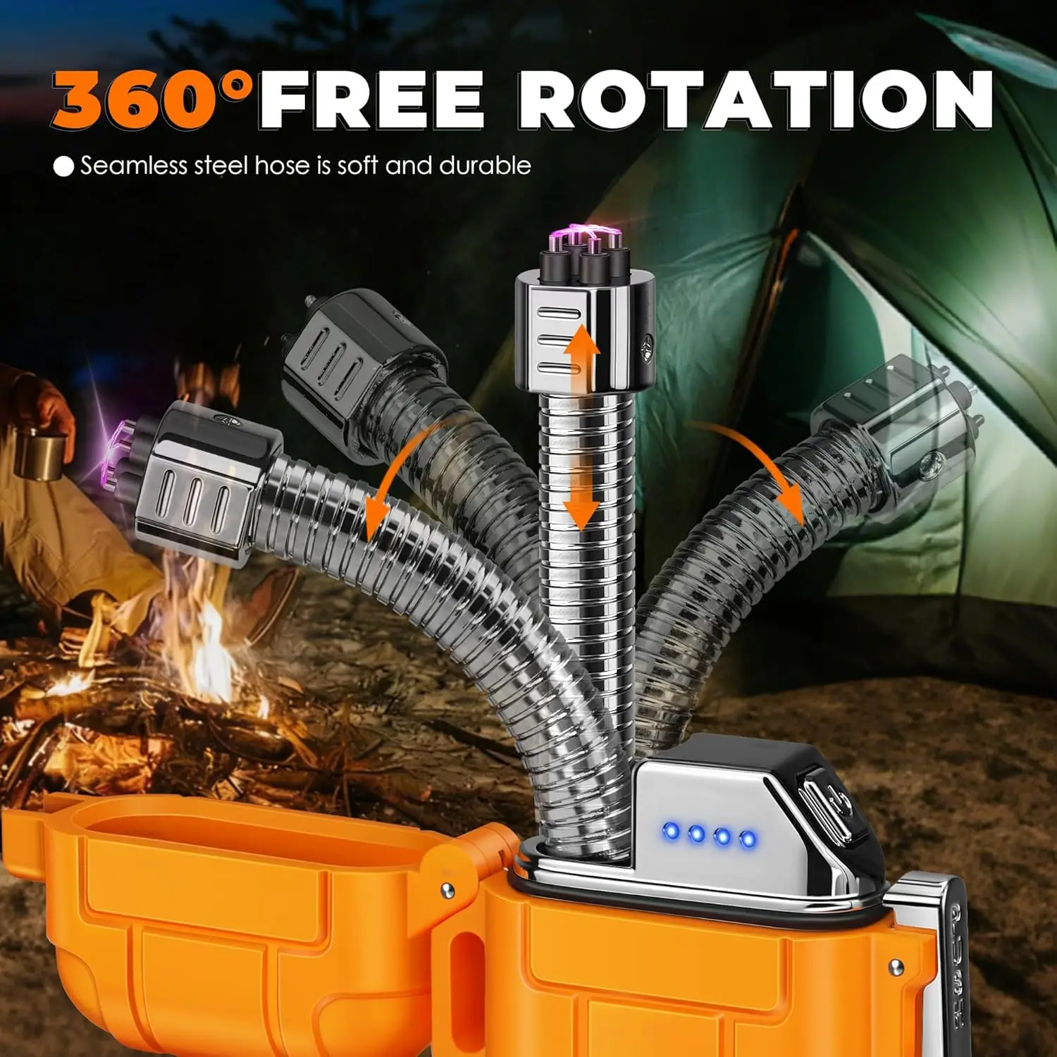 Electric Lighter USB C, Powerful Dual Arc Plasma Flame, with Flashlight, Wind & Waterproof Lighters for Candle, Emergency