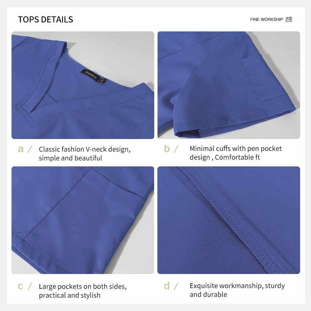 Niaahinn venda quente ternos cirúrgicos calças superiores médicas uniforme de enfermeira esfrega uniforme hospitalar de alta qualidade uniformes de enfermagem esfrega conjunto