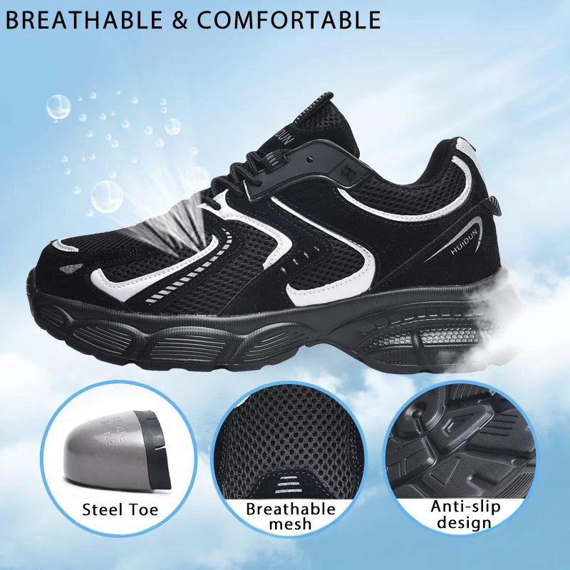 Men Safety Work Shoes luxury Summer security Boots Fashion Steel Toe women tennis Shoes Puncture-proof Non-Slip Female Sneakers