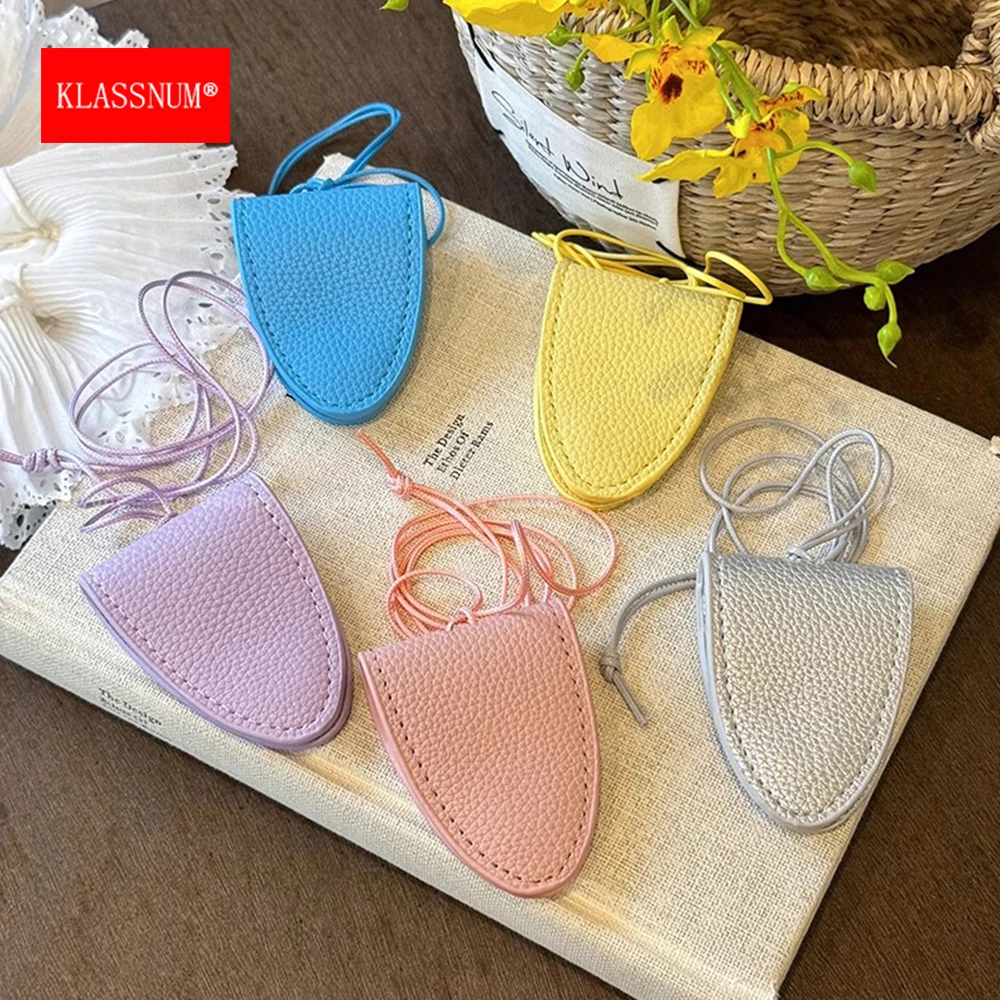 KLASSNUM Neck Glasses Case Women Girls 2025 Fashion Accessories Reading Glasses Neck Strap Magnetic Pu Leather Glasses Bag New