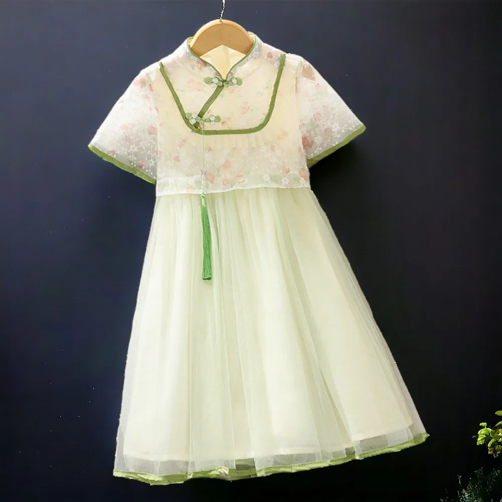 Baby Kids lolita Dresses for Girls Outfits Party Hanfu Dress Summer Short Sleeve Children Princess Costumes 4 6 9 10 11 12 Years