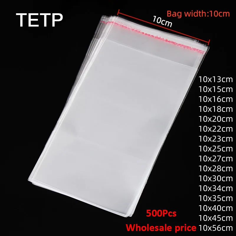 

TETP 500Pcs Transparent Cellophane Bags 10cm in Width for Comb Namecard Toothbrush Tool Packaging Bulk Quantity Plastic Pouch