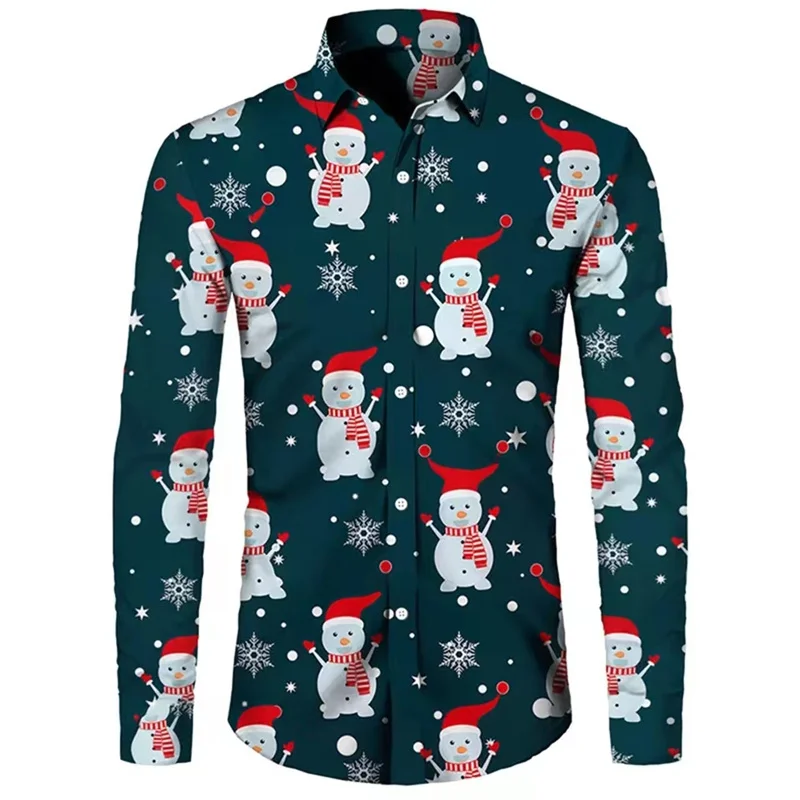 New Men's Christmas Long Sleeve Shirt 3D Butterfly Beach Holiday Long Sleeve Autumn Winter Top Men's Shirt Top