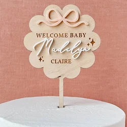 Personalized Name Bow Baby Shower Cute Baby Shower Cake Decoration Bow Theme Party Shower Baby Name Plaque Suitable for Girls