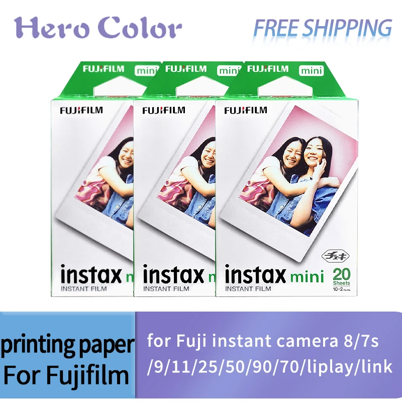 Fujifilm Instax Mini Film White Edge 20 Sheets Photo Paper for Fuji instant camera 8/7s/9/11/25/50/90/70/liplay/link