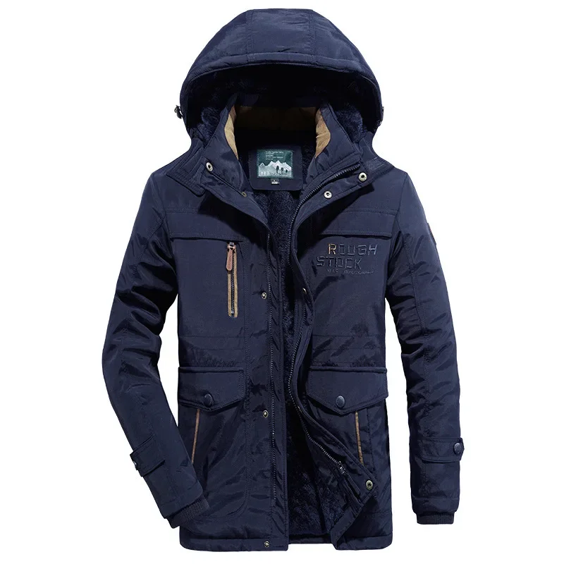 New Men Long Winter Coats Hooded Down Jackets Man Fleece Casual Warm Parkas Good Quality Male Cotton Long Trench Coats Size 6XL