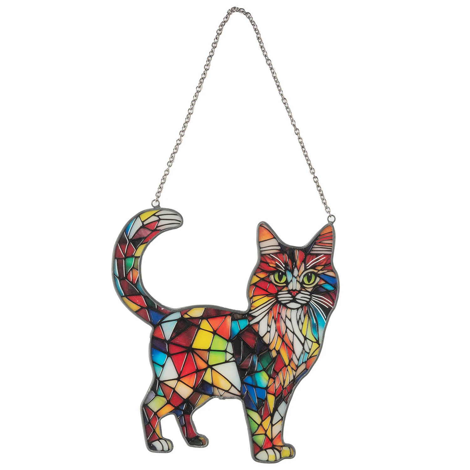Colorful Stained Glass Suncatchers Window Balcony Hanging Cat /Daisy/Sunflower Pattern Catcher Pendant For Mother’s Day Gift