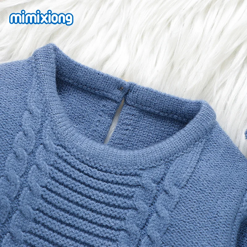 Baby Clothes Sets Winter Blue Long Sleeve Knitted Sweaters Shirts+Pants Newborn Infant Boys Tracksuits 0-9M Toddler Outfits 2pcs