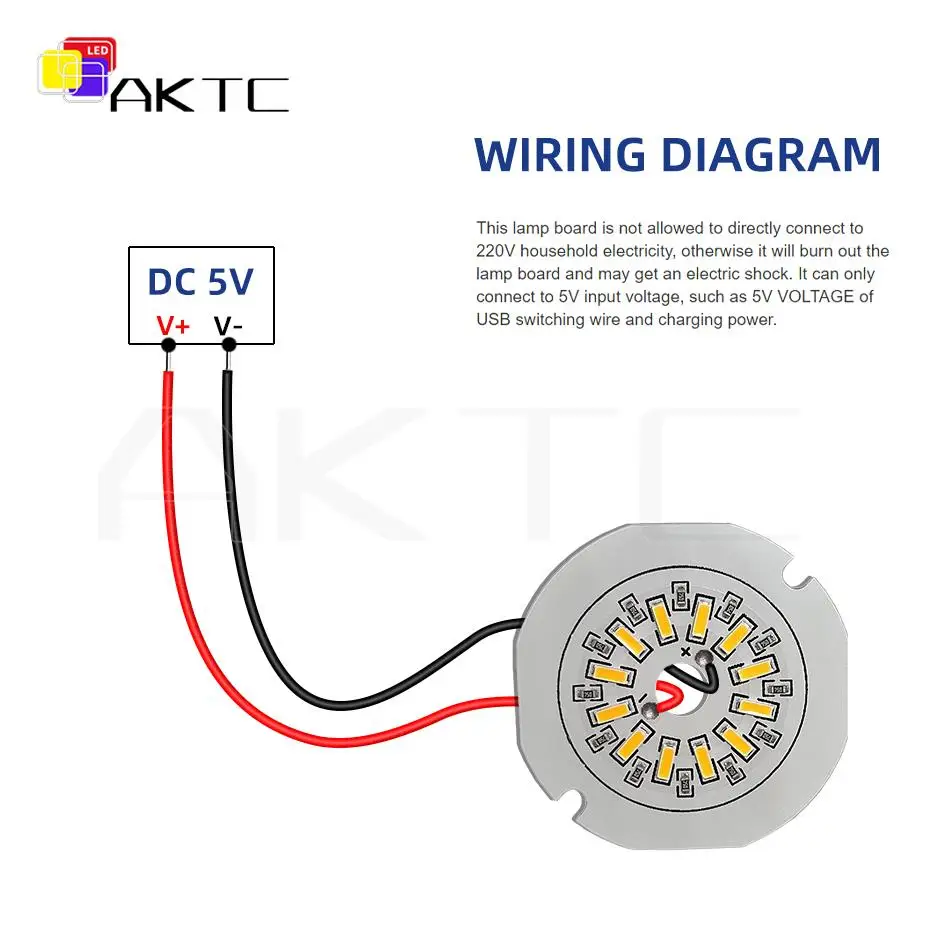 5 Pcs 5V 3W LED Light Board Round Single Colour Low Voltage Lamp Beads Aluminium Source Panel SMD4014 6000K White / Warm 3000K