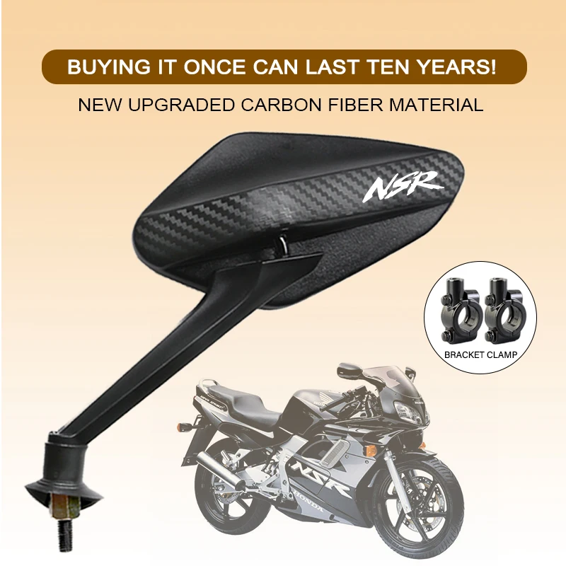 

2 шт./пара мотоциклетное боковое зеркало заднего вида из углеродного волокна, вращающееся 8 мм для Honda NSR NSR250R NSR 125 250R с индивидуальным логотипом NSR125