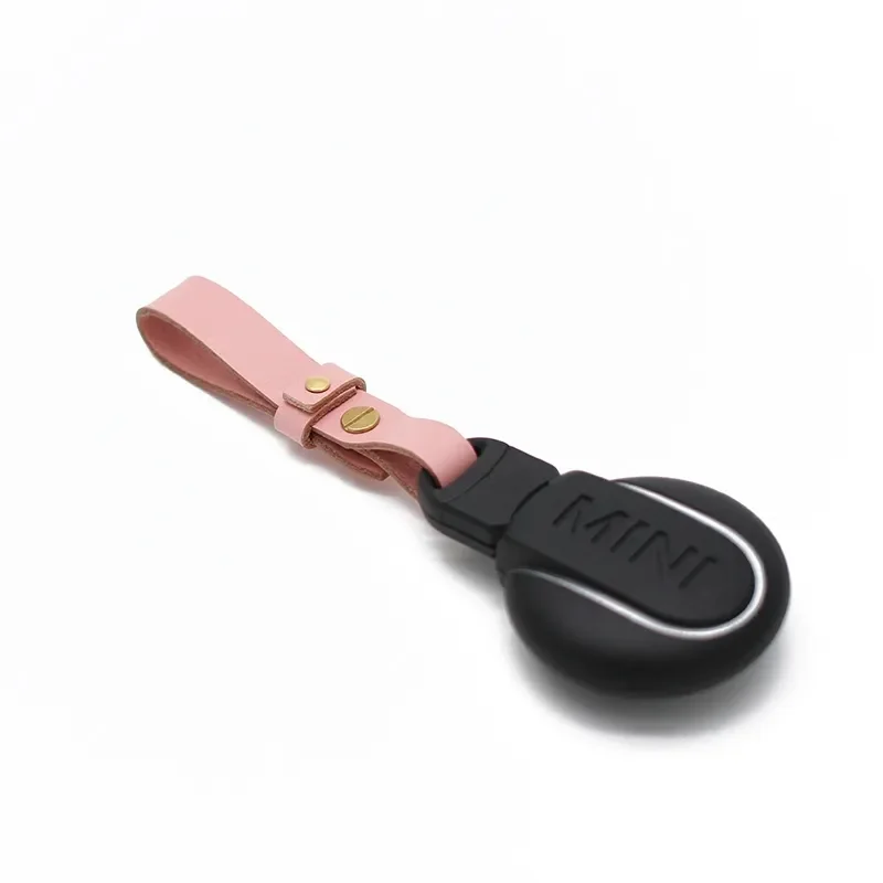 for Mini Countryman Clubman Cooper Leather Pink Handmade Keychain Car Key Ring Accessory