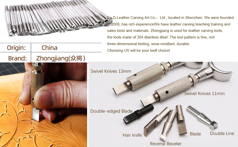 Leder Carving Drehmesser und Klingen und Reverse Beveler Drehmesser Beveler, Haarklinge – Detail 1