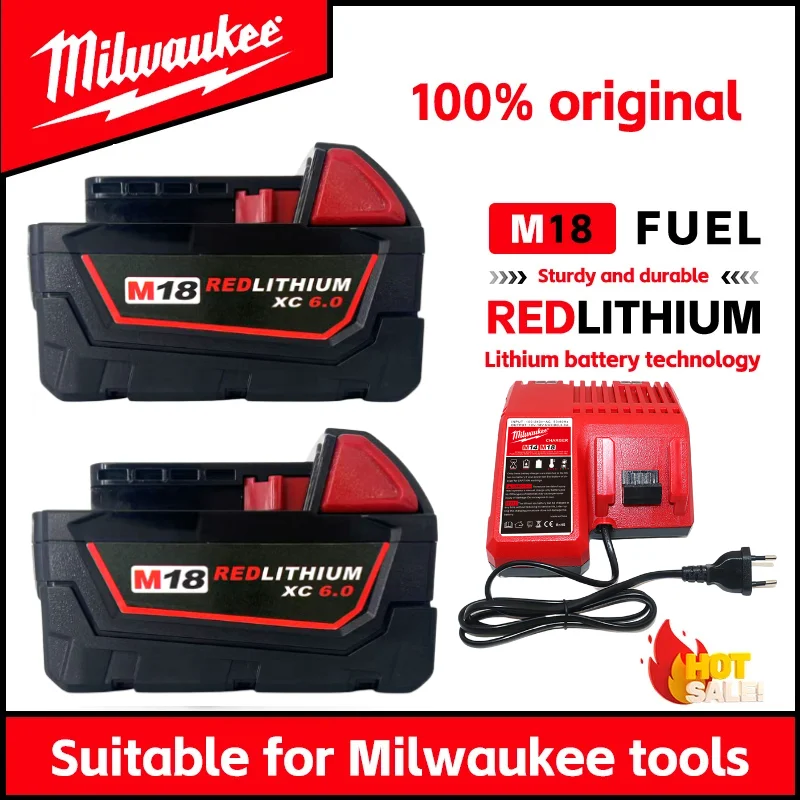 

Original Milwaukee M18 18V 5000mAH Replacement Li-ion battery For Milwaukee M18B5 XC M18B 48-11-1815 48-11-1850 2604-22 Charger