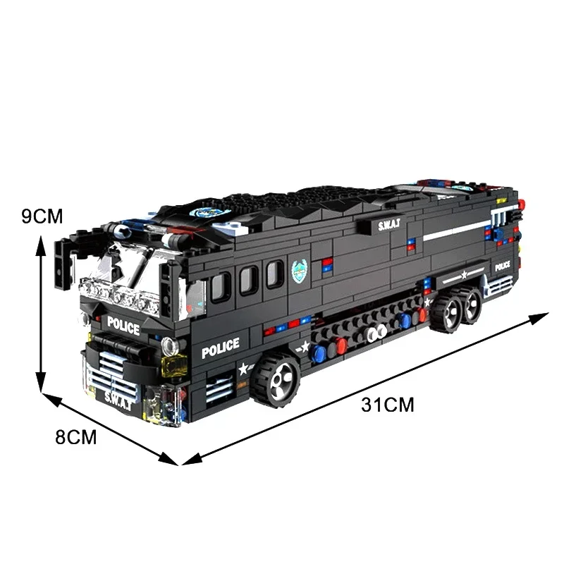 1014 шт., городской спецназ, военный автомобиль, полицейский автобус, модель, строительные блоки, фигурки, светодиодный светильник, автомобильные кирпичи, игрушки для детей, подарки