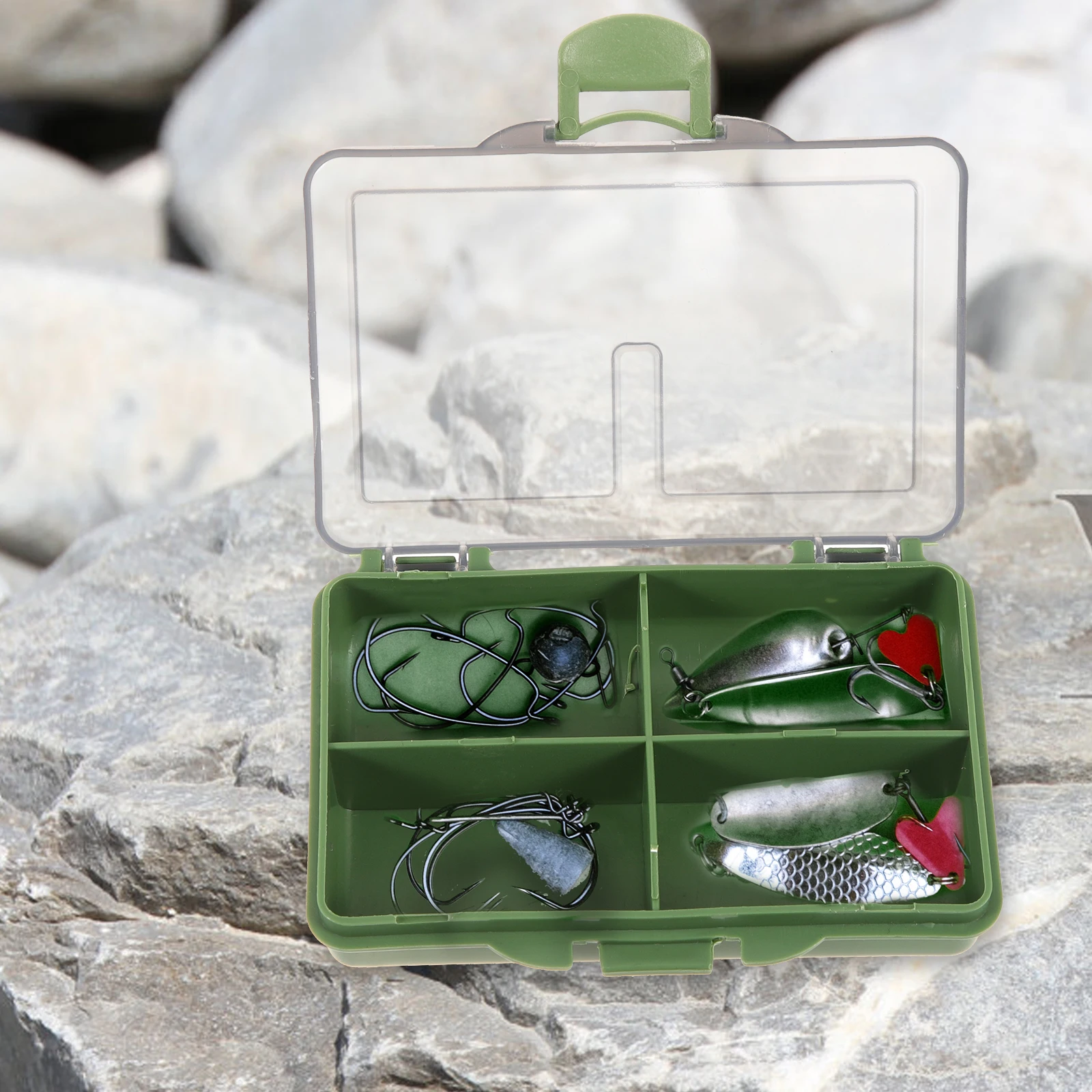 S Pesca 4 compartimentos cebo portátil ganizador contenedor de accesorios resistente al agua solución de almacenamiento duradera