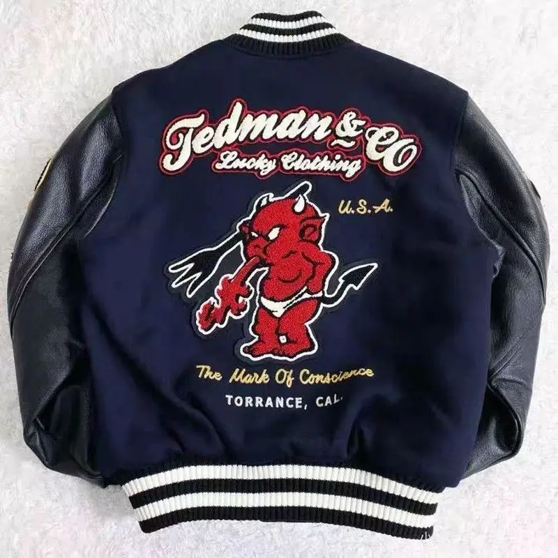 Y2K Streetwear Bomber Varsity Jacket Men Women Autumn Vintage Premium Patchwork PU Leather Sleeve Hip Hop Casual Baseball Coat view 2
