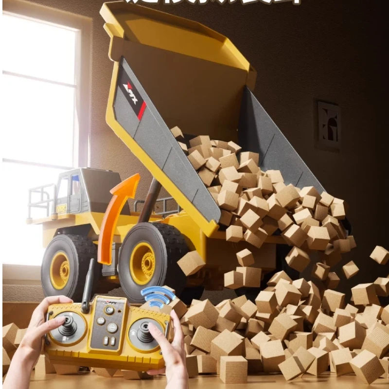 20 cm afstandsbediening dumper met licht en geluid educatief speelgoed één sleutel demo leuk bouwvoertuig cadeau voor kinderen