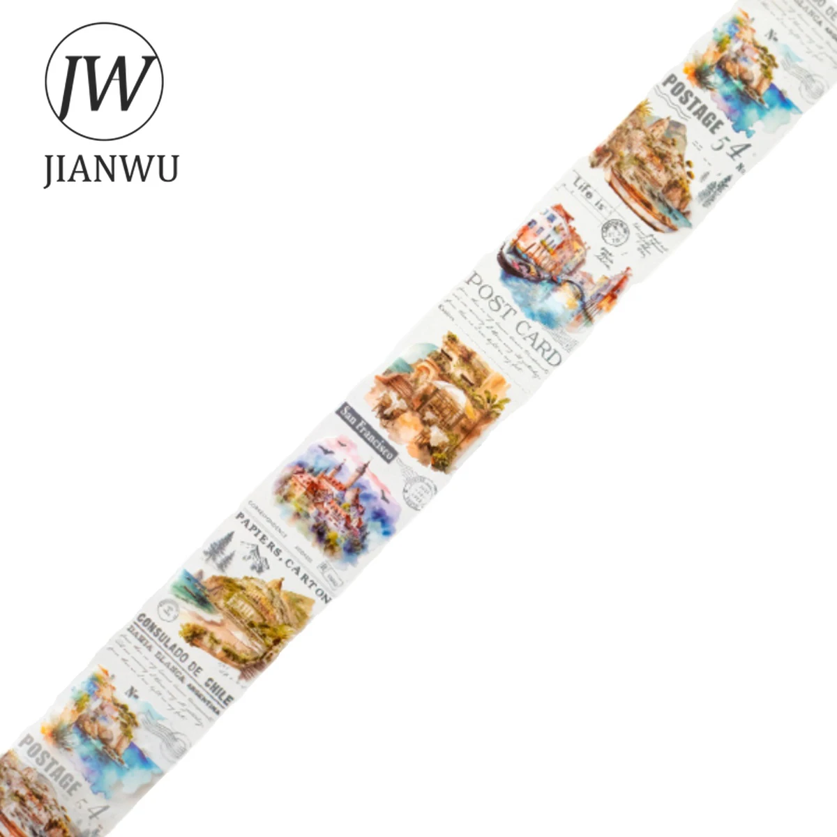 JIANWU 50mm * 200cm Seria River of Years Vintage Flower Character Material Collage PET Tape Creative DIY Journal Stationery