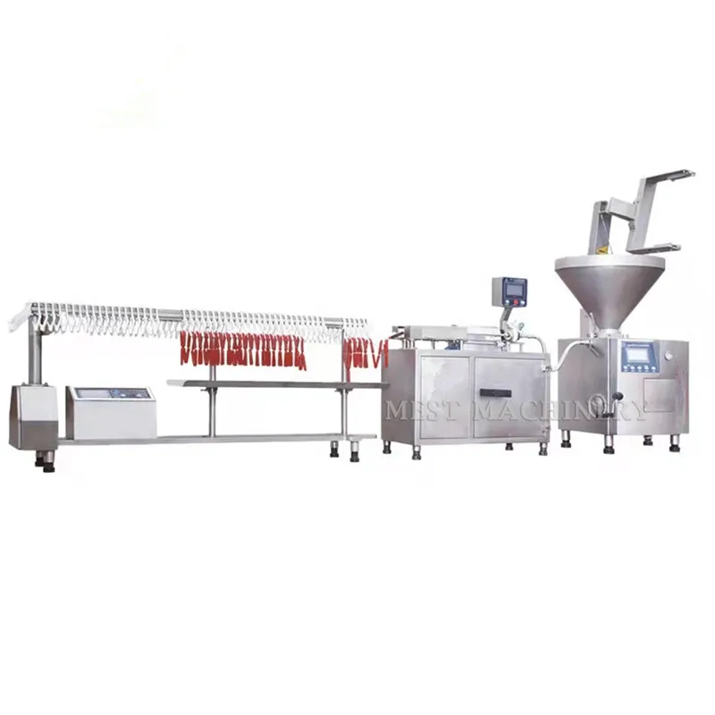 Máquina colgante automática para hacer salchichas al vacío, línea de producción, embutidor de relleno Industrial para hacer jamón con precio de fábrica