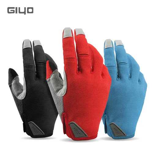 Giyo-guantes de ciclismo transpirables con dedos completos, resistentes al desgaste, pantalla táctil, tela para Bicicleta, Guantes largos para Bicicleta de carretera