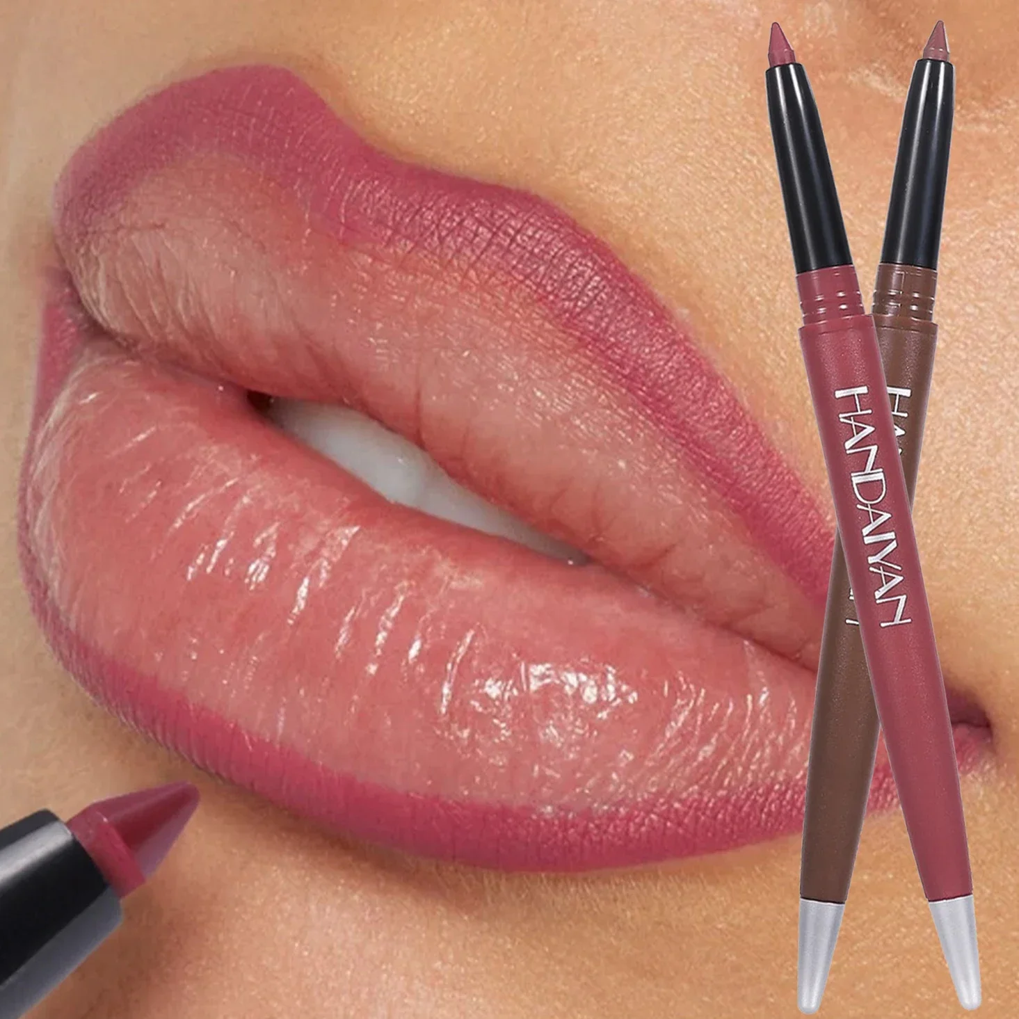 Matte Brown Lip Liner Crayon Contouring High Pigmented Lip Liner ดินสอยาวนาน Lip Shape Stick แต่งหน้าเครื่องมือ