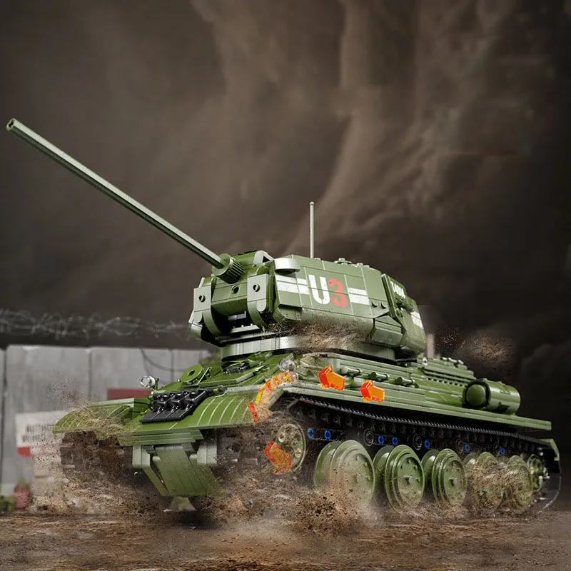 2052PCS Militaire WW2 Afstandsbediening T34 Tanks Bouwstenen Model MOC Idee Wapen Assembleren Bricks Speelgoed voor Jongens Verjaardagscadeau