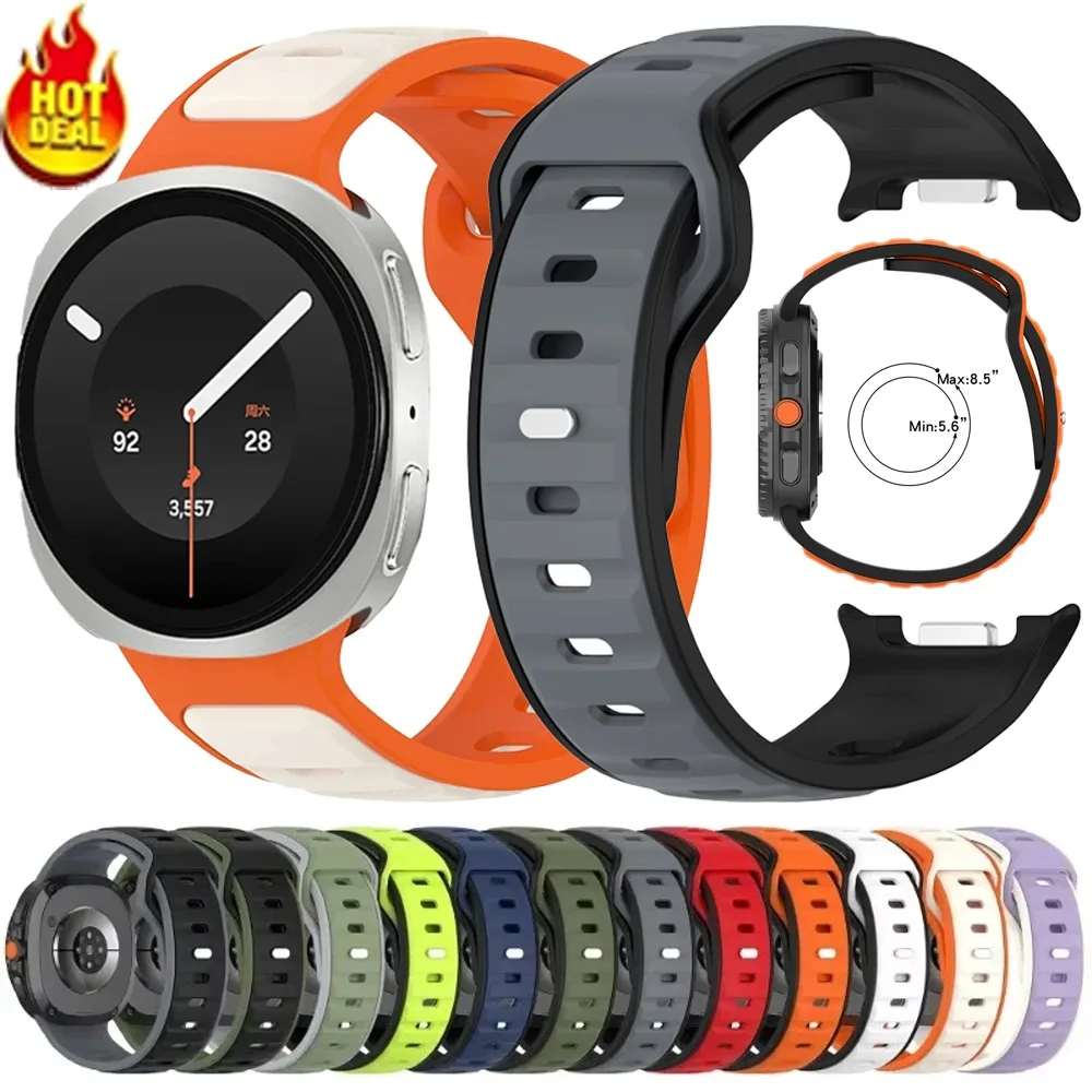 Two-Color Silicone Strap for Samsung Galaxy Watch 9/8 40mm 44mm Sports Breathable Bracelet for Galaxy Watch 8 Classic 46mm Belt