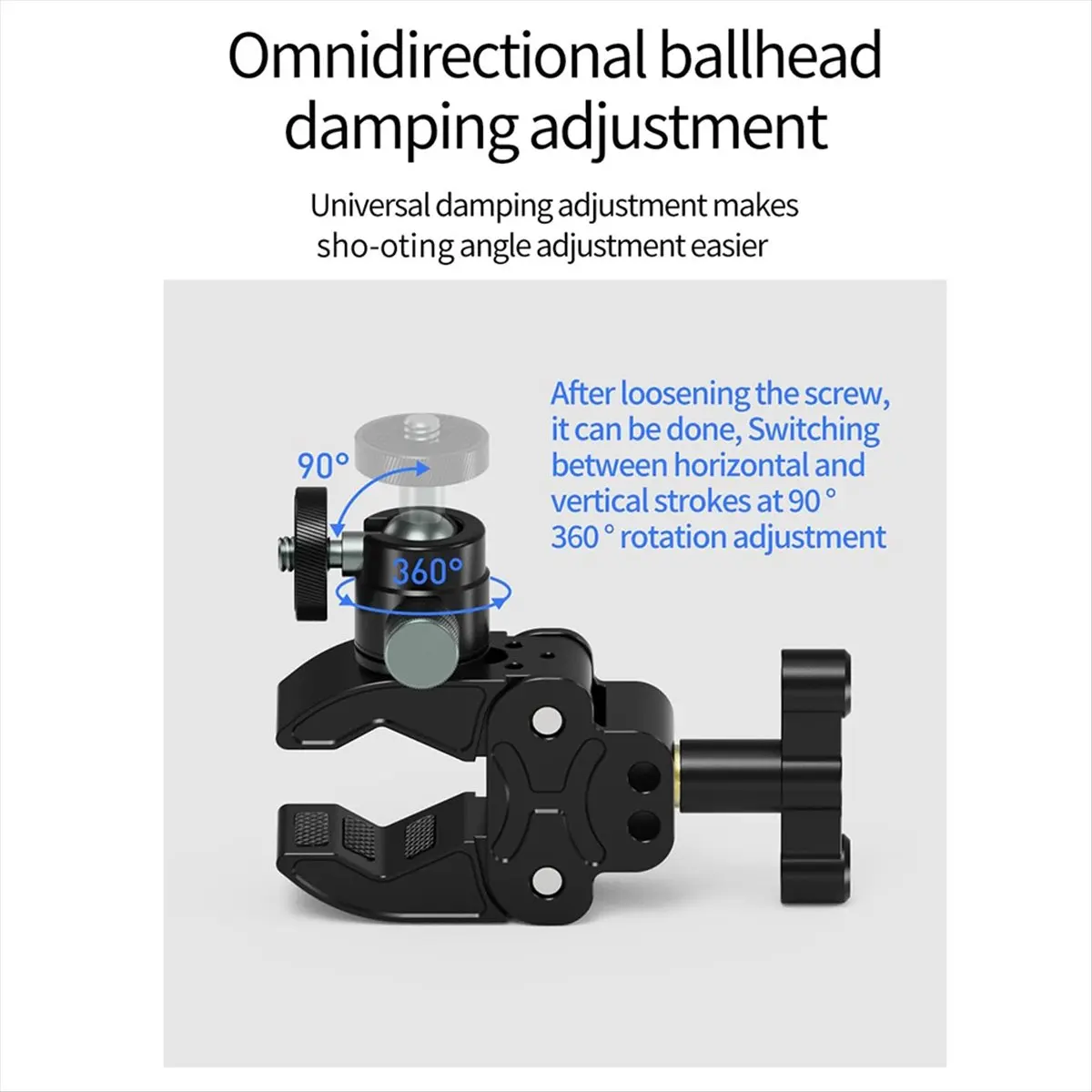 1/4 Screw Ball Head Universal Photography Gimbal Metal Crab Claw Multifunction Sports Camera Strong Clamp Gimbal Bracket