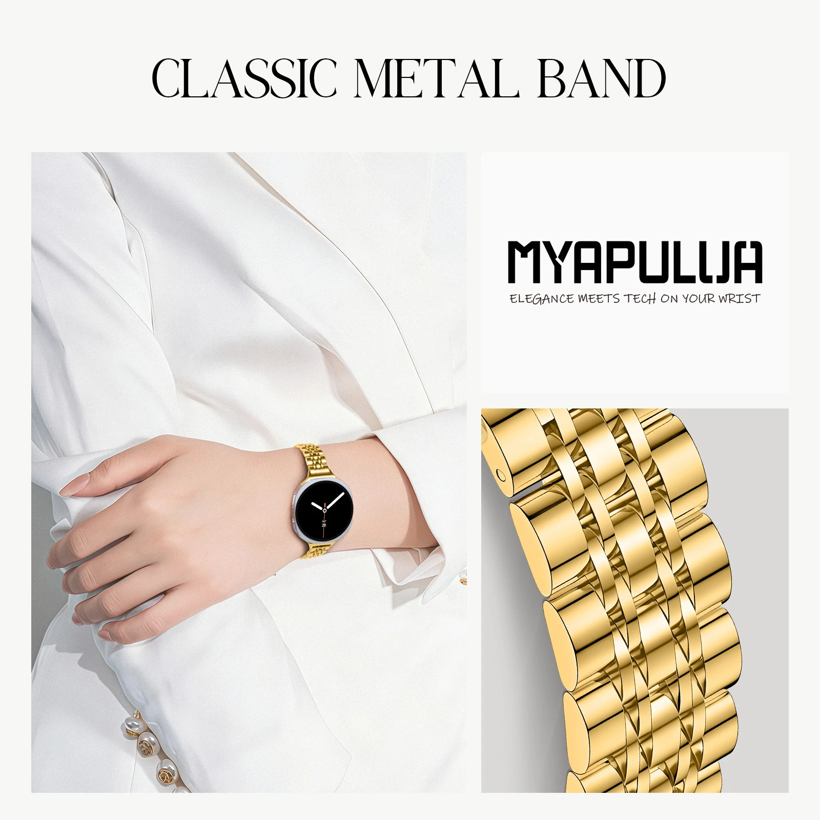 Edelstahlarmbänder für Samsung Galaxy Watch 9 8 40/44 mm, schlanke Metallarmbänder, Correa Galaxy Watch 8 Classic 46 mm Uhrenarmband – Detail 4