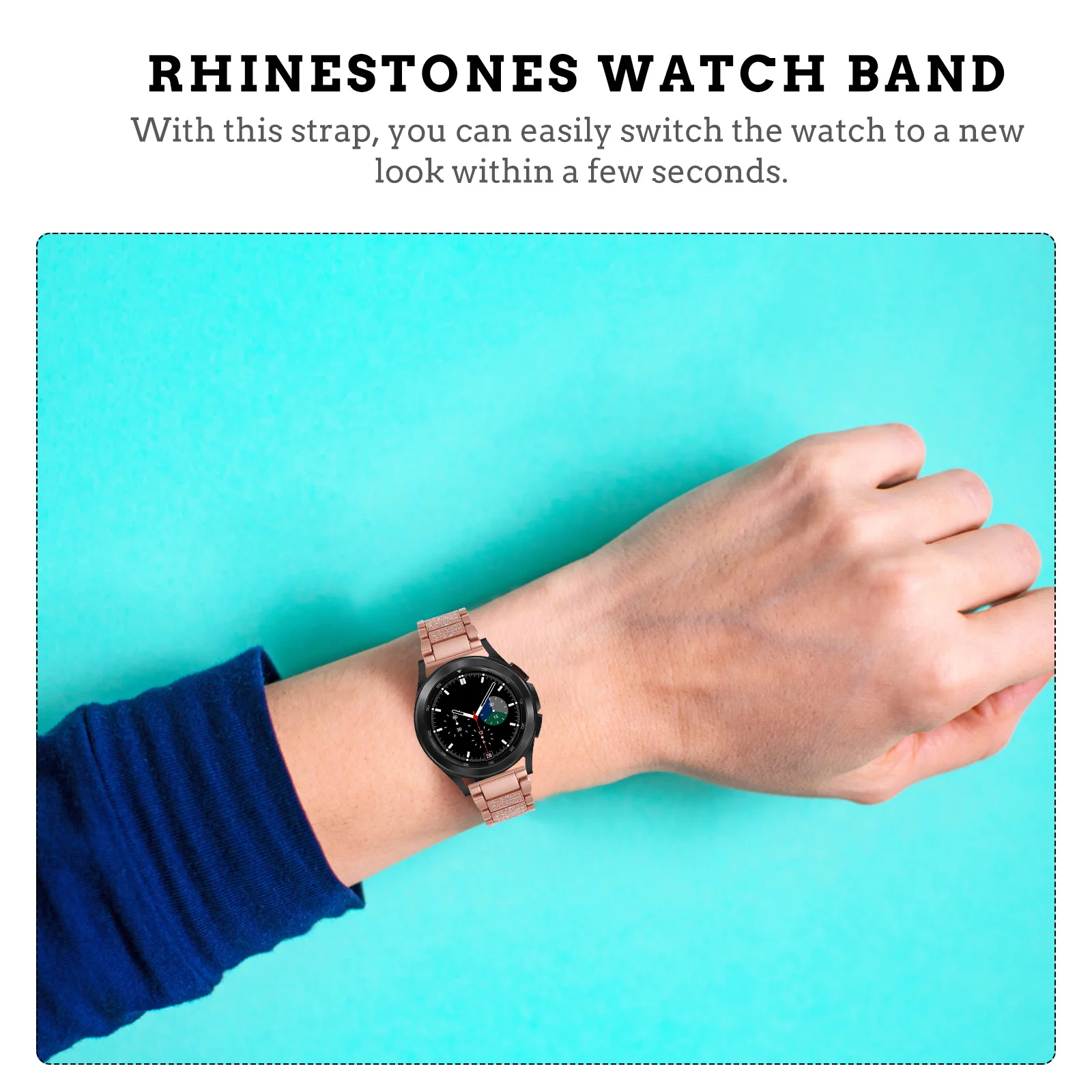 

Rhinestones Watch Strap Zinc Alloy Replacement Band Comfortable Accessory for Any Occasion Christmas Gift Rhinestones Watch Band